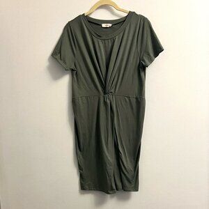 Entro T-shirt Tight Mini Twist Dress-Green- Size M
